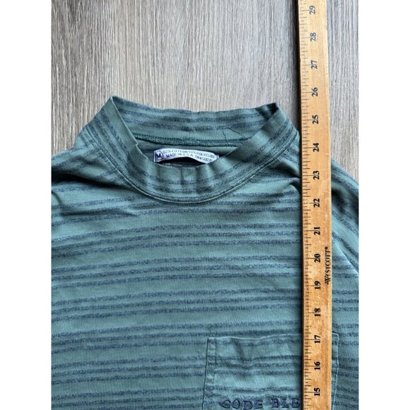 Vintage 90s Code Bleu Jeans Pocket Stripe Shirt Long Sleeve Streetwear Hype Art - Picture 13 of 13